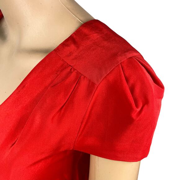 Amanda Uprichard Red V-neck Cap Sleeve Silk Mini Dress SZ XS - Picture 4 of 9